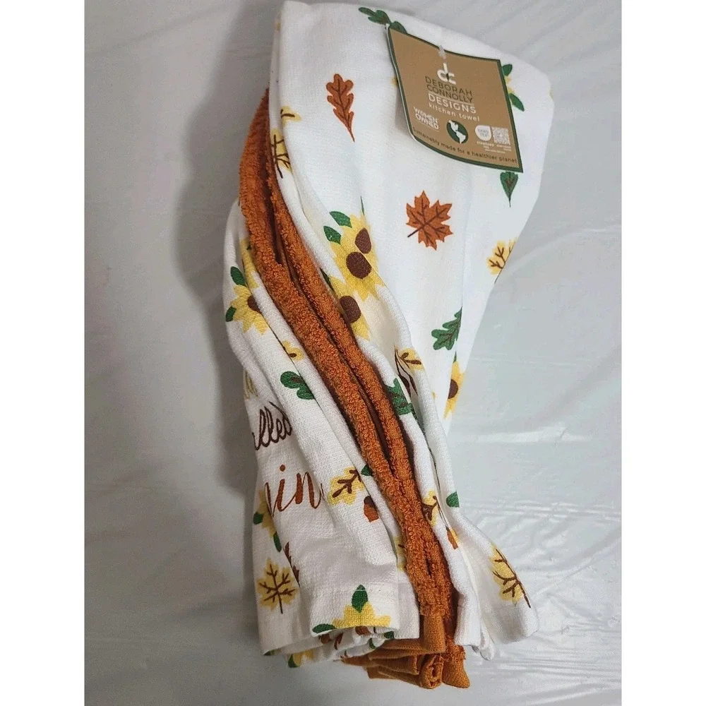 NWT Deborah Connolly Set/3 Kitchen Towels  Thanksgiving Blessed To Be Nonnina